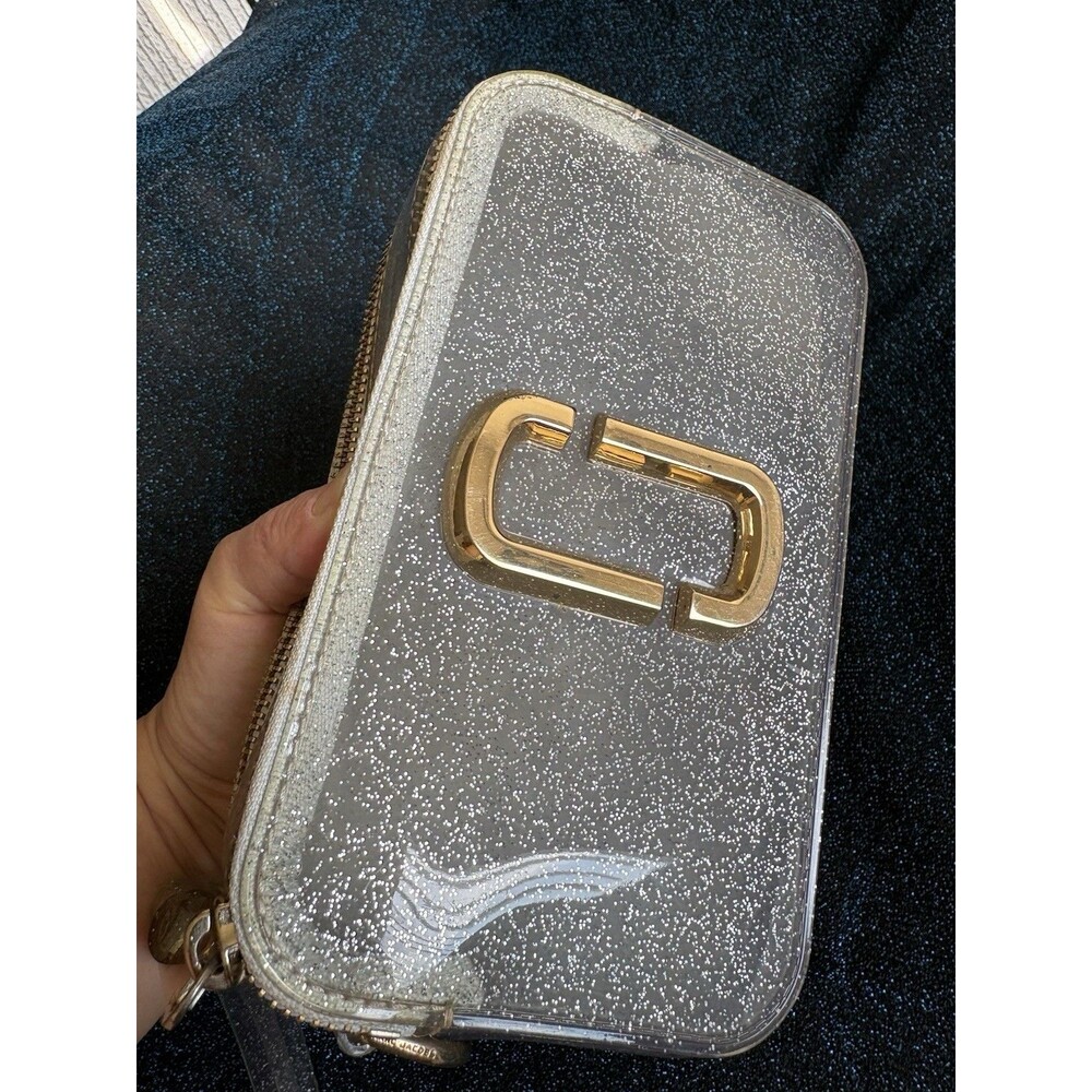 Marc Jacobs Glitter Jelly Snapshot Crossbody Camera Bag Taupe Clear Gold Hardwar - Picture 5 of 7